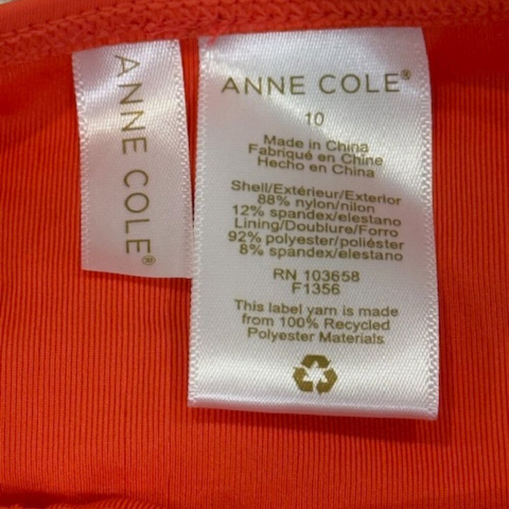 NWT! Anne Cole Twist Front Shirred One Piece-Orange Size 10 - Picture 6 of 6
